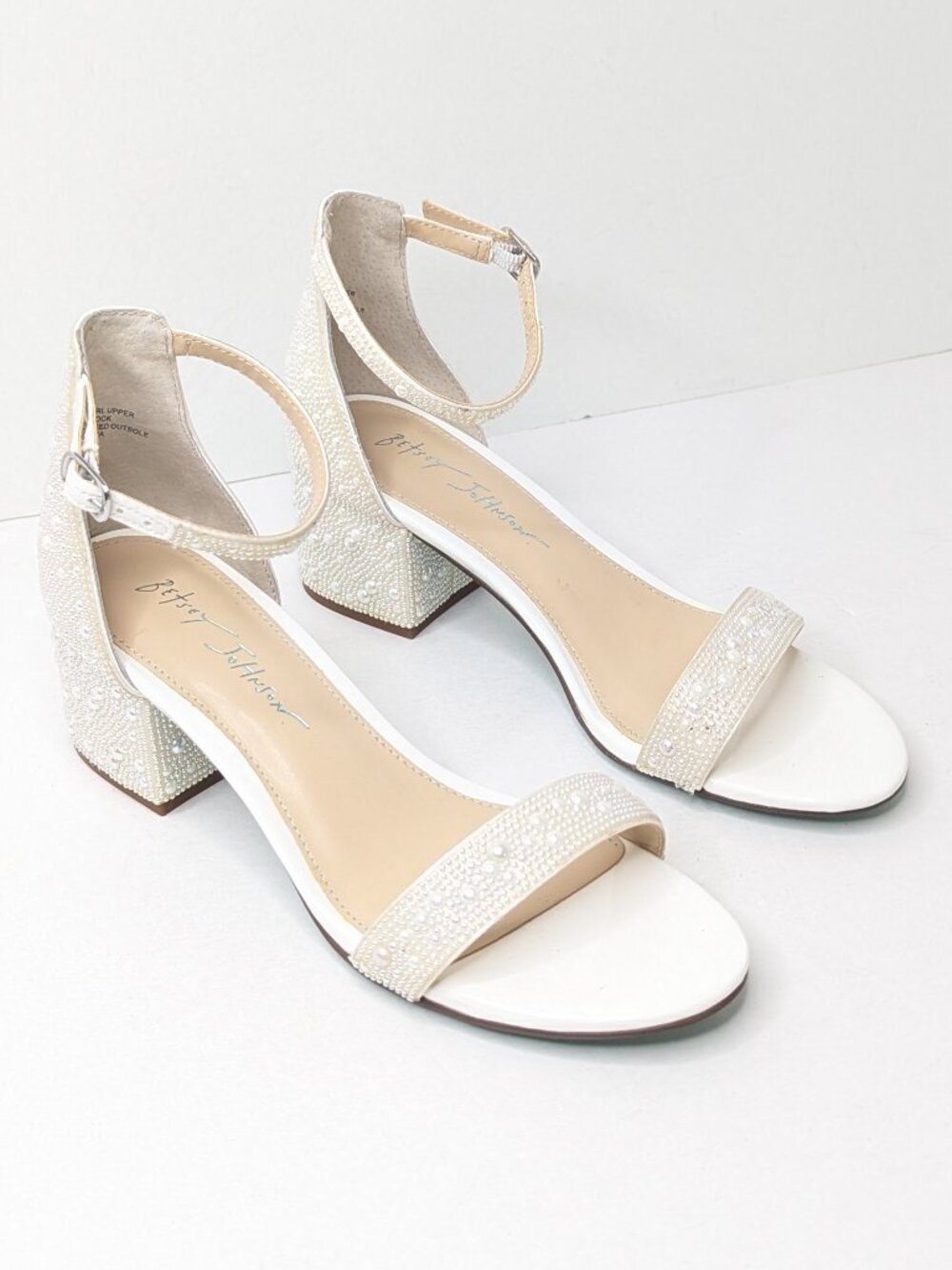 Betsey Johnson Mari Heeled Dress Sandals White Womens 7.5